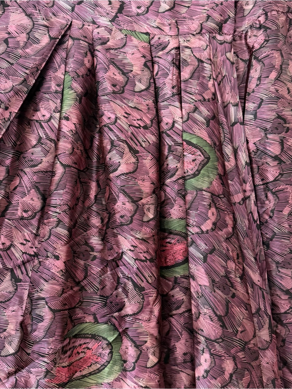 Vintage Norma Walters silk purple feather midi wrap skirt - Picture 2 of 7